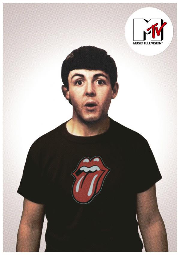 Beatle Paul in a Stones t-shirt