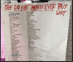 Record Store Do Not Buy List
