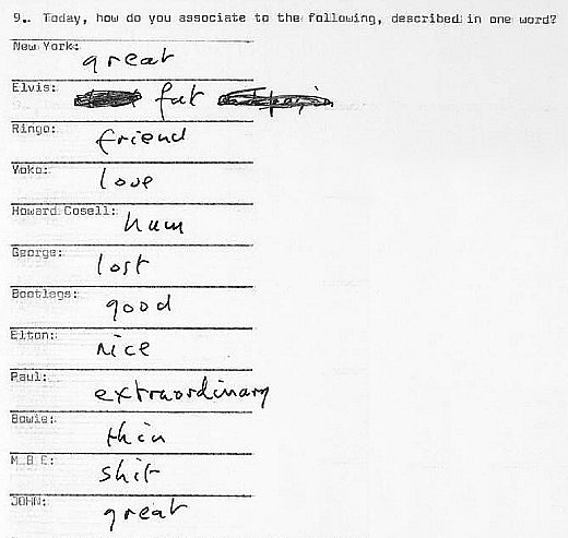 John Lennon responds to fan's questionnaire, 1976