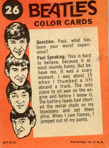 Backside of a coloured Beatle card