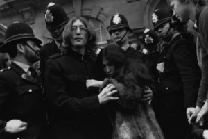 John Lenno and Yoko Ono in 1968, after being charged with drug possession